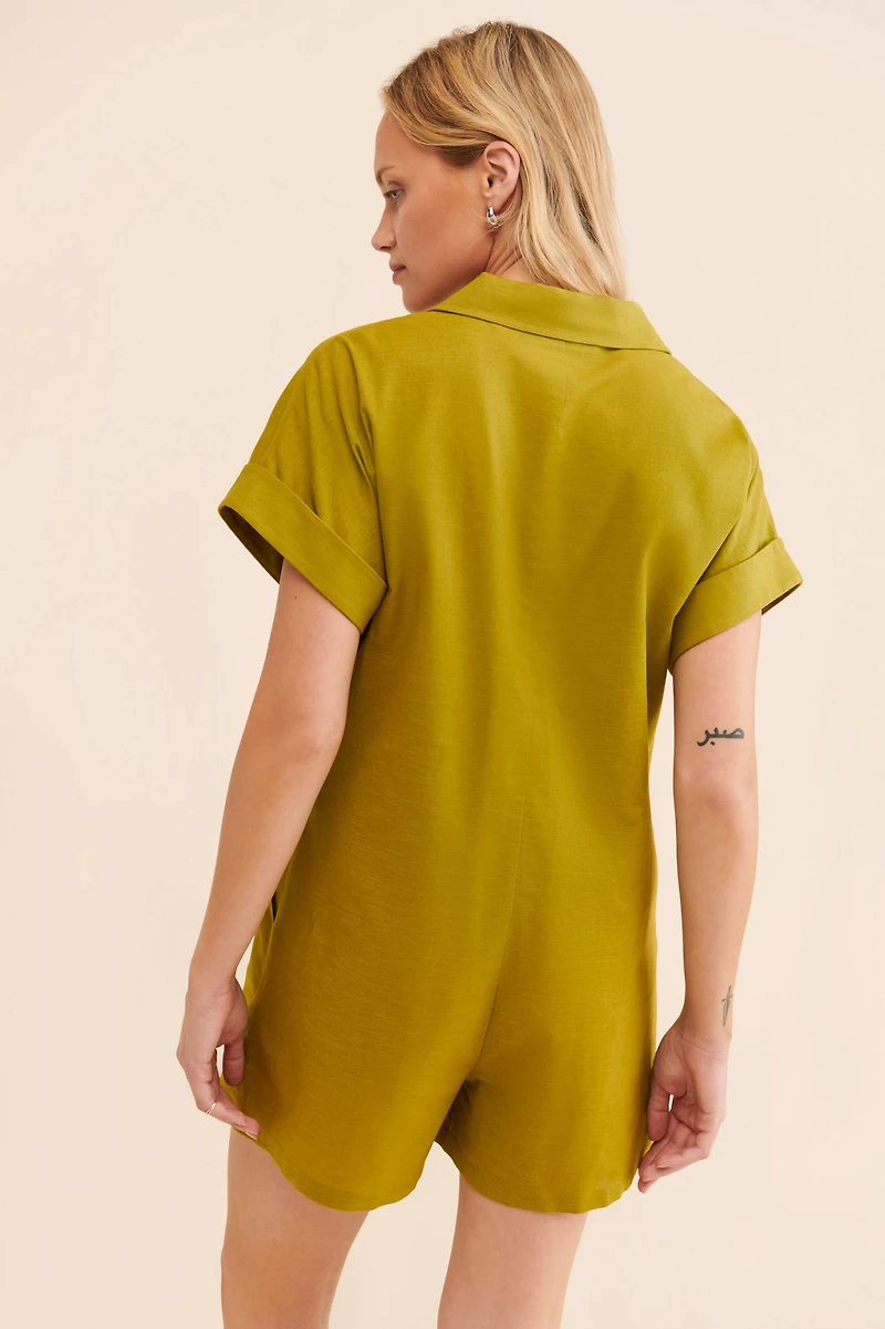 Mare Collared Short Sleeve Playsuit
