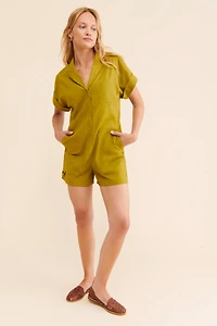 Mare Collared Short Sleeve Playsuit