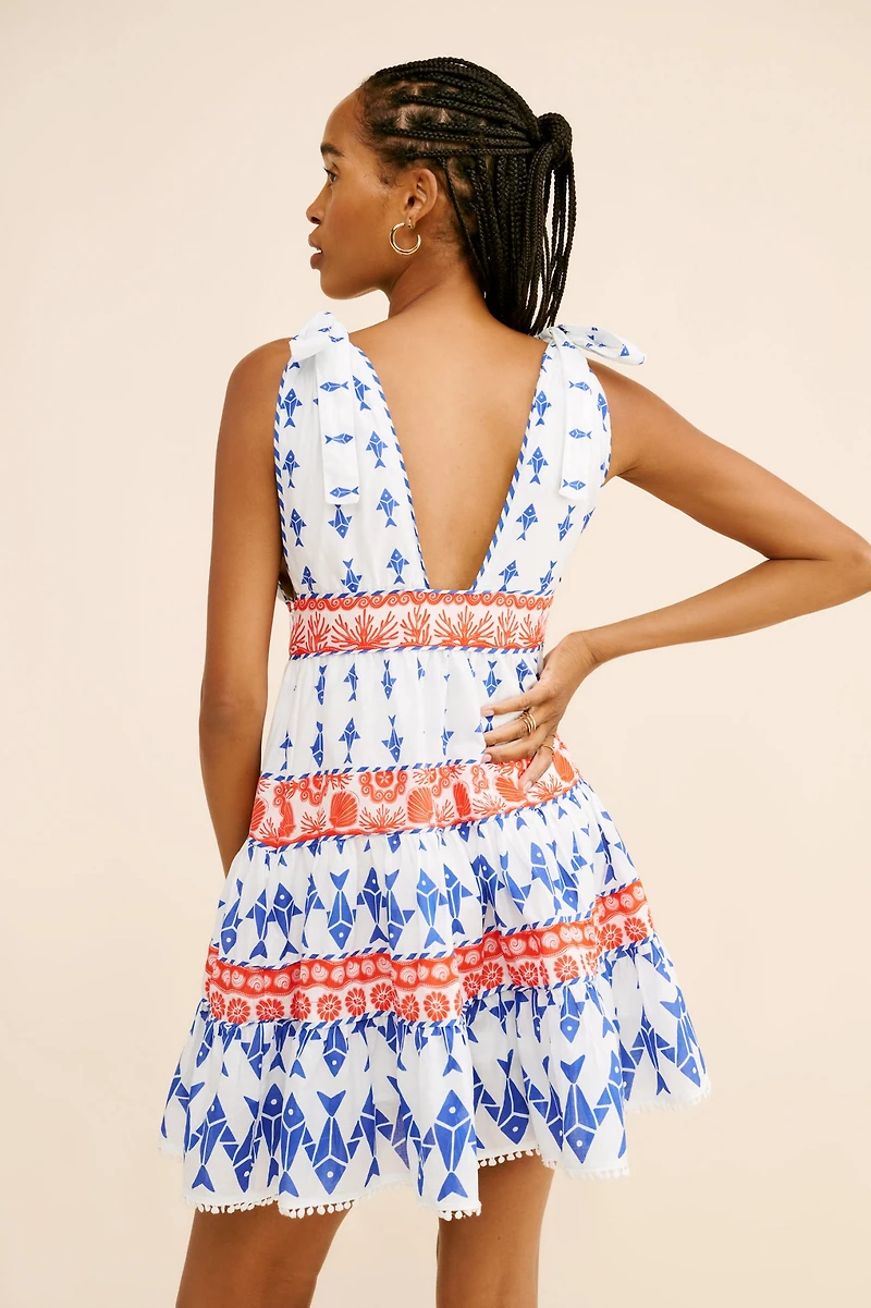 FARM Rio Fishes Tiered Mini Dress