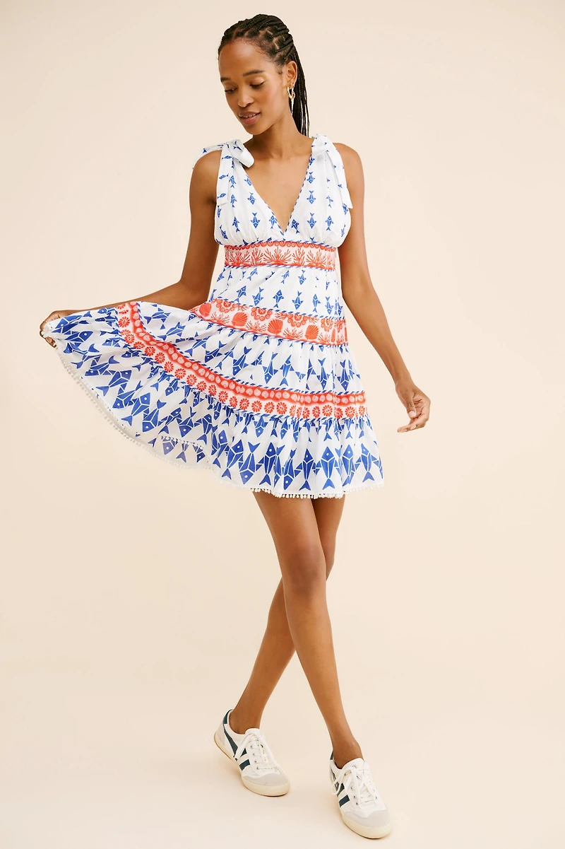 FARM Rio Fishes Tiered Mini Dress