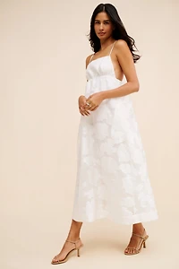 BHLDN Floral Burnout Jacquard Apron Maxi Dress