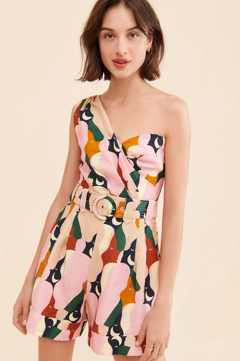 FARM Rio The Kiss Multicolor One Shoulder Romper