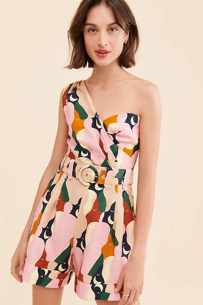 FARM Rio The Kiss Multicolor One Shoulder Romper