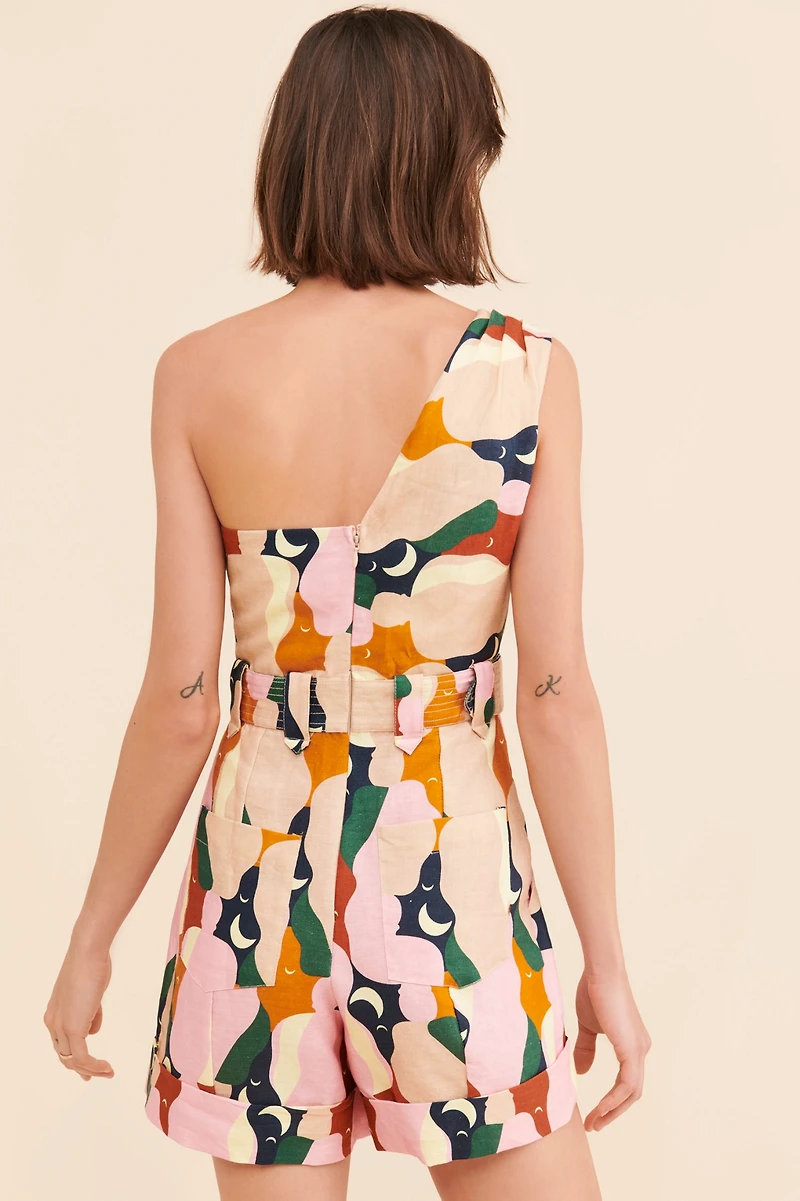 FARM Rio The Kiss Multicolor One Shoulder Romper