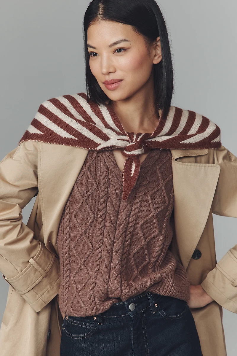 Damson Madder Stripe Triangle Scarf