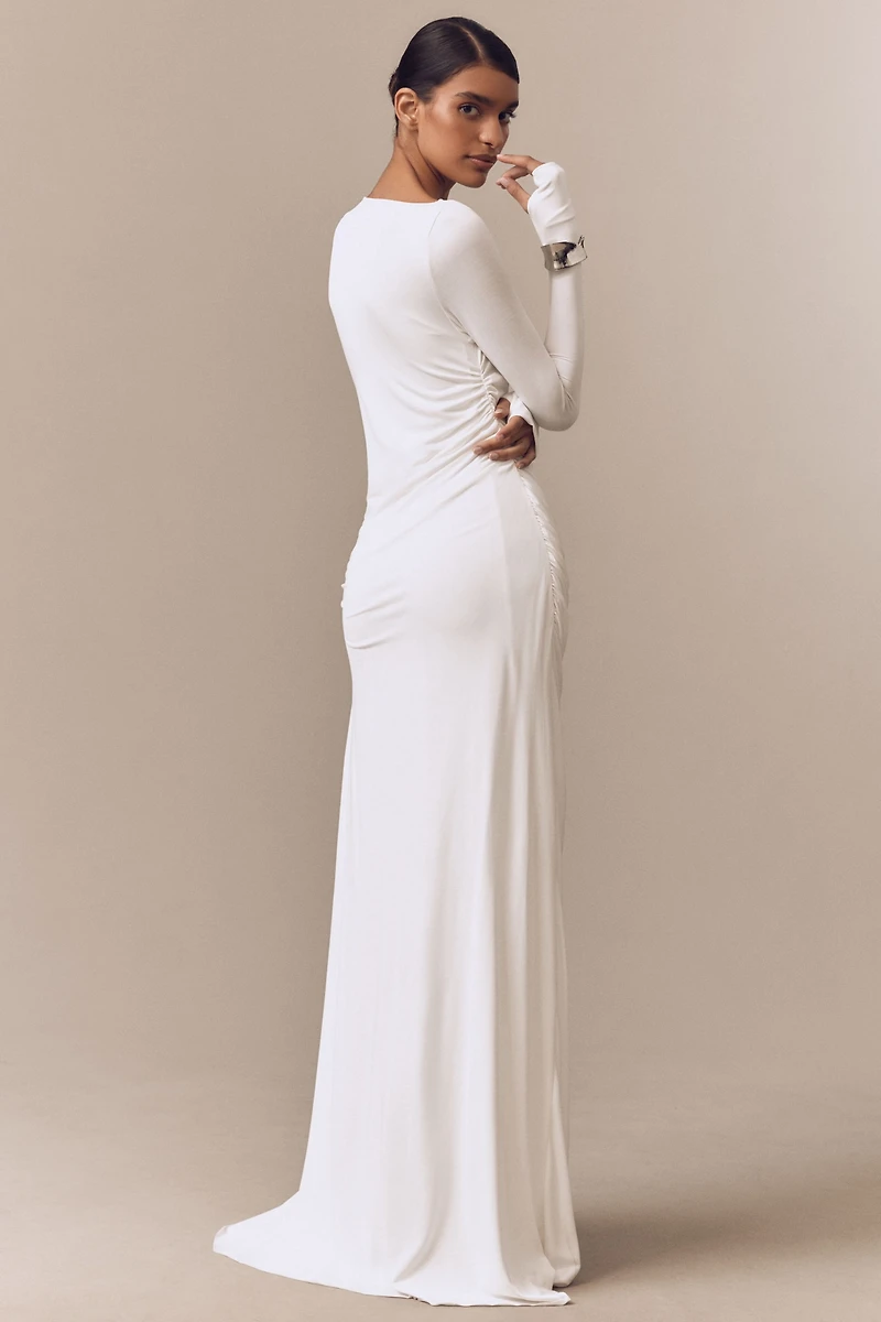 MISHA Glacier Long-Sleeve Ruched Maxi Dress