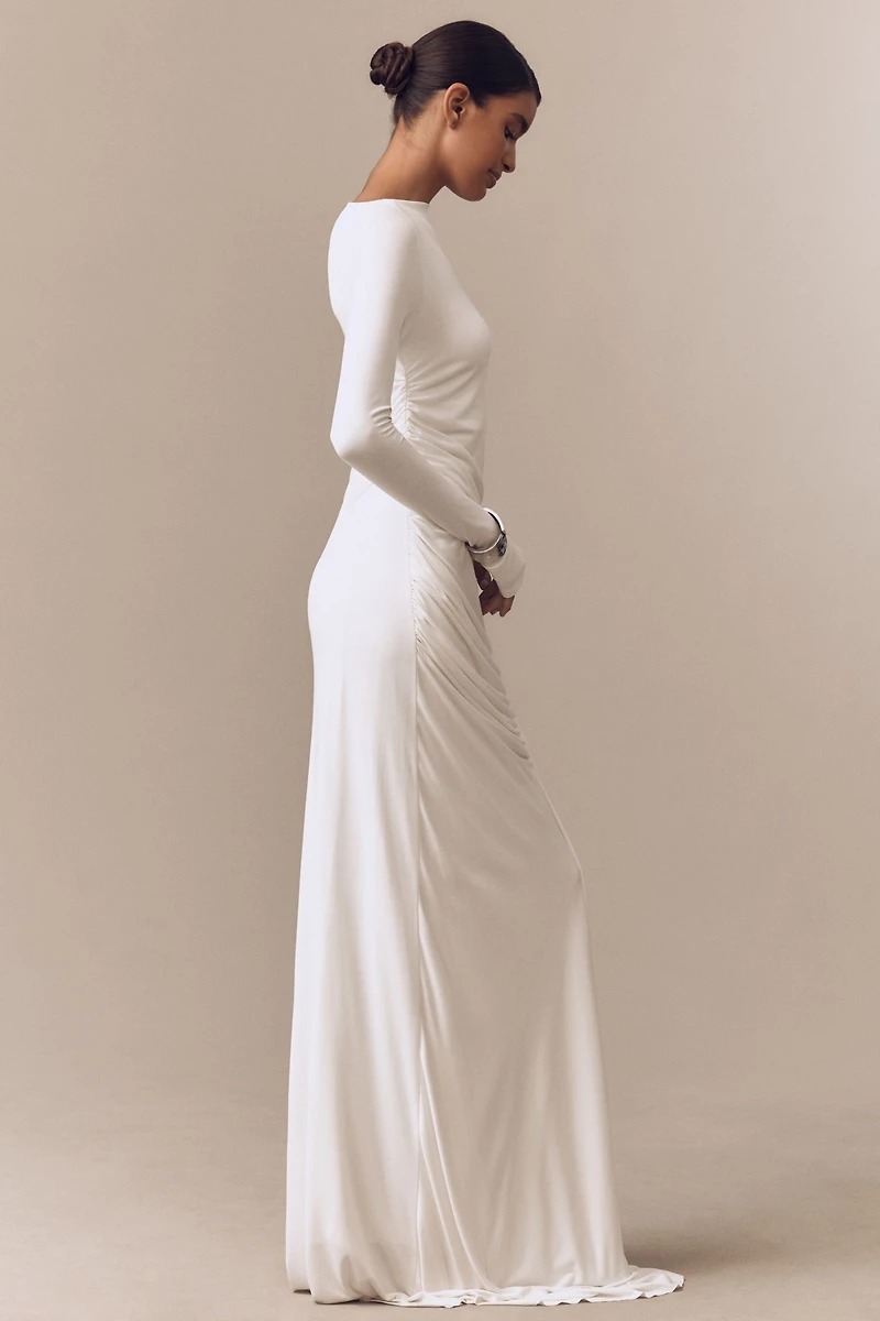 MISHA Glacier Long-Sleeve Ruched Maxi Dress