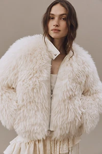 APPARIS Lillet Shag Faux Fur Bomber Jacket