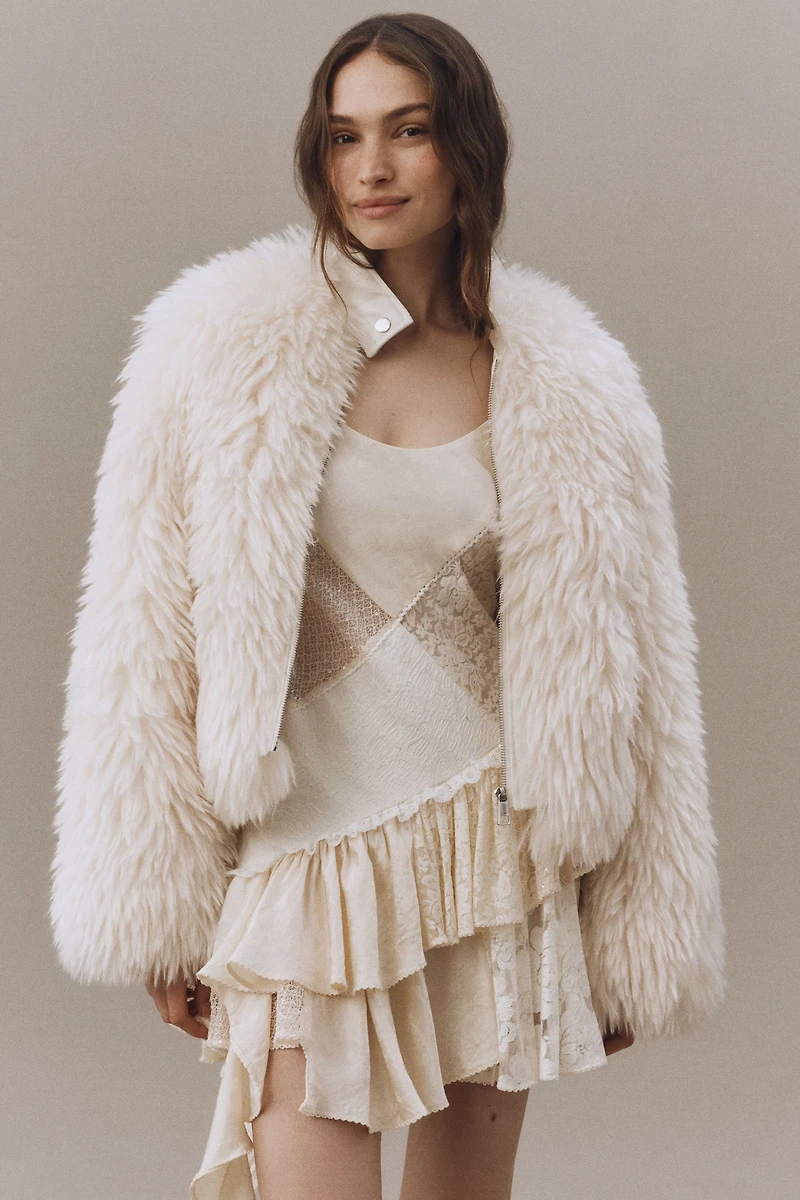 APPARIS Lillet Shag Faux Fur Bomber Jacket