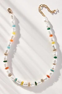 Multicolor Beaded Pearl Necklace
