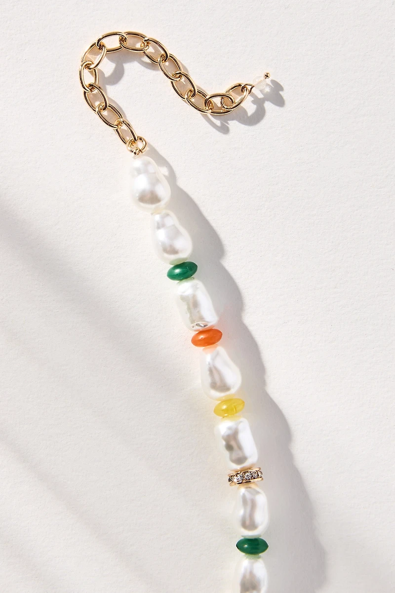 Multicolor Beaded Pearl Necklace