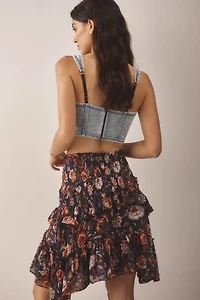 Asymmetrical Smocked Mini Skirt