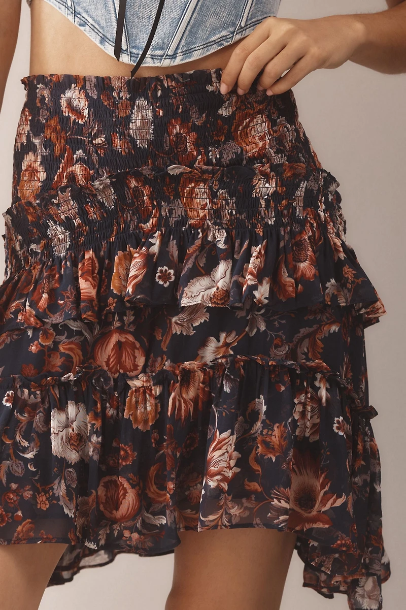 Asymmetrical Smocked Mini Skirt