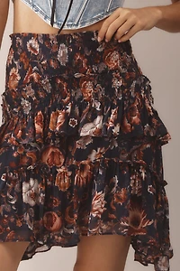 Asymmetrical Smocked Mini Skirt