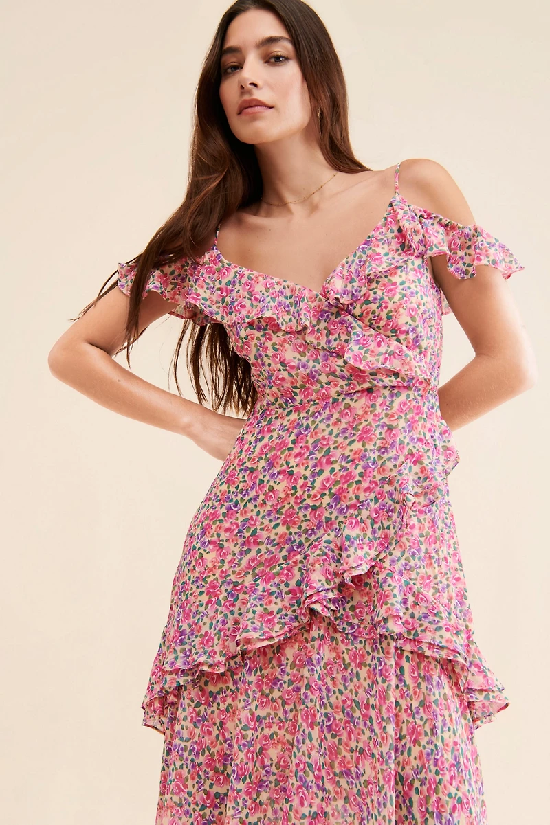 ASTR the Label Ruffle High-Low Maxi Dress