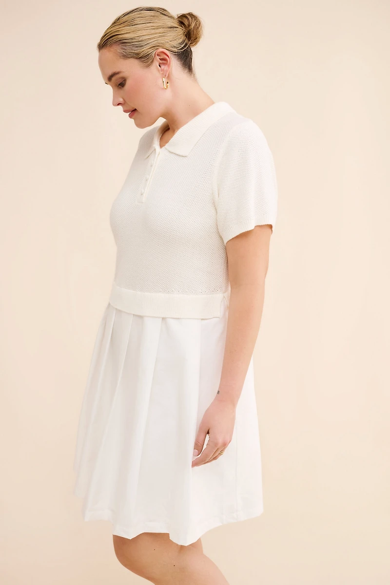 Flat White Twofer Tennis Dress