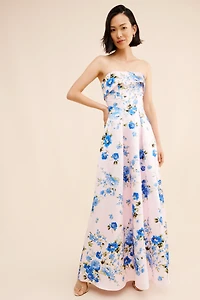 If By Sea Strapless Floral Gown