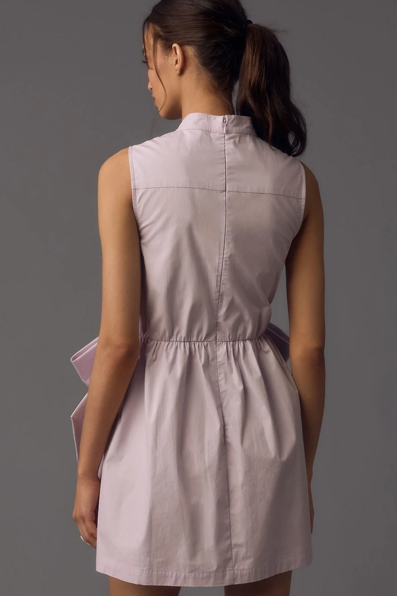Porridge Crew-Neck Bow-Front Mini Dress
