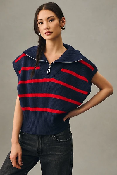 Maeve Striped Quarter-Zip Vest