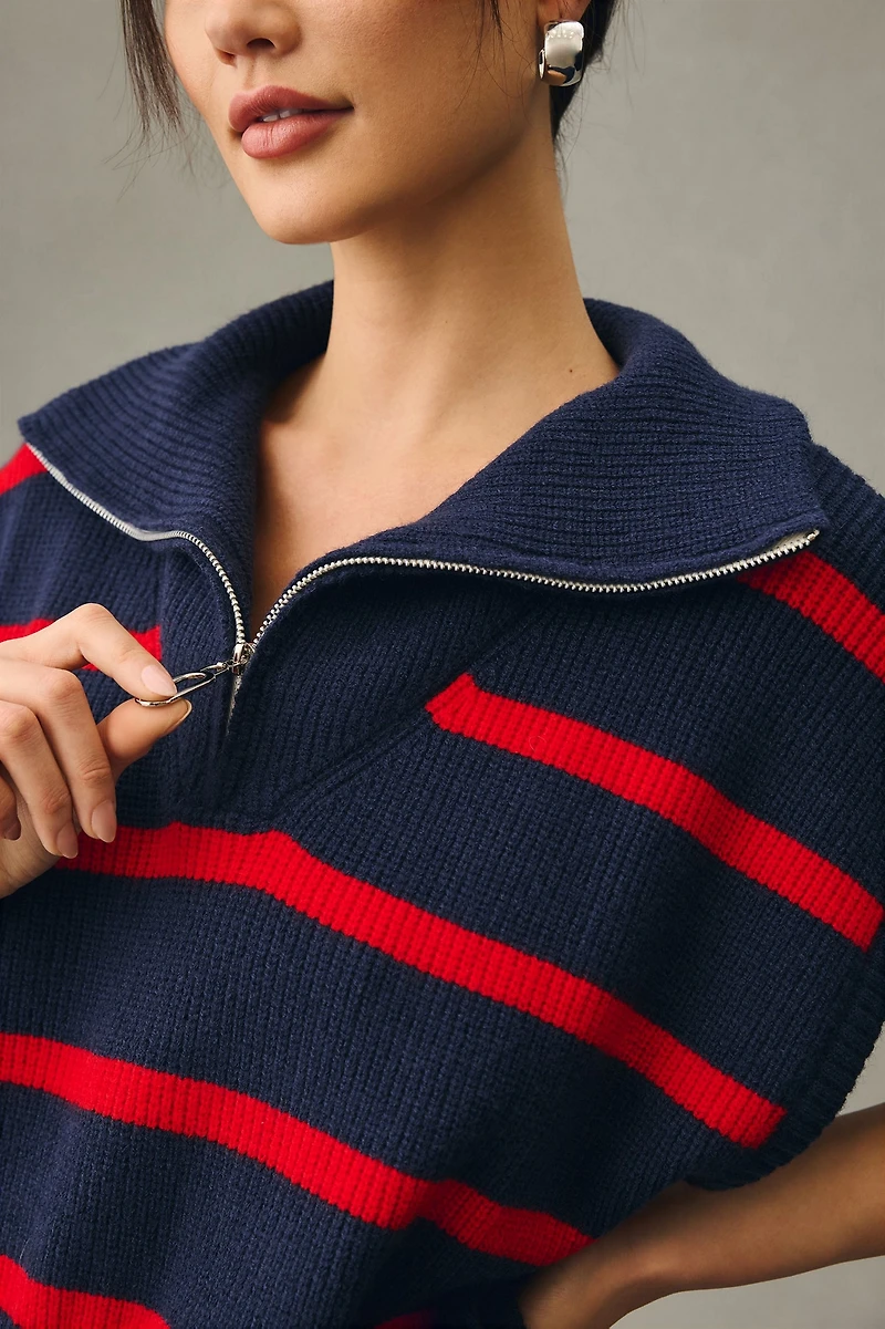 Maeve Striped Quarter-Zip Vest