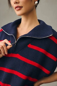 Maeve Striped Quarter-Zip Vest