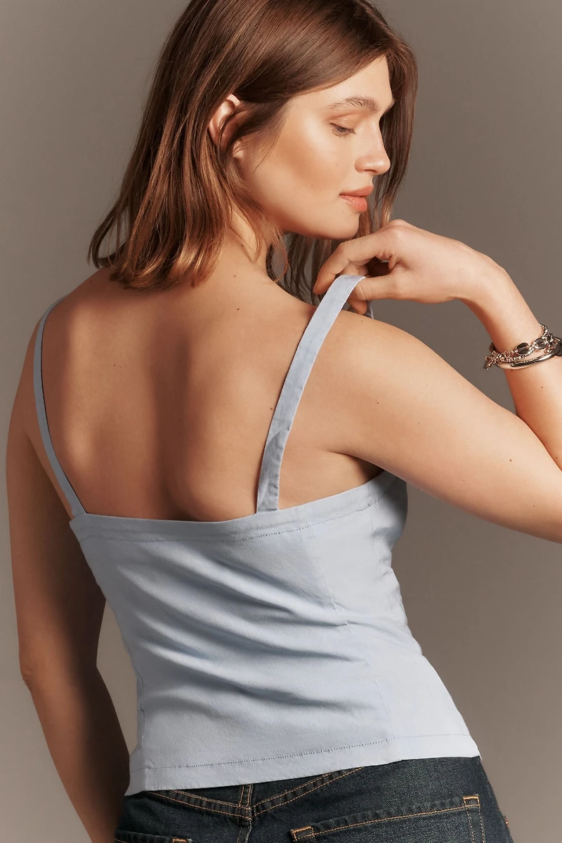 Maeve Sleeveless Straight-Neck Top