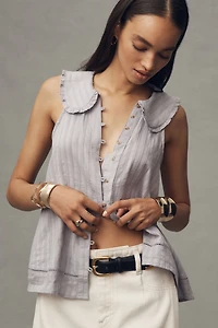 Pilcro The Keira Collared Button-Front Blouse: Tank Edition
