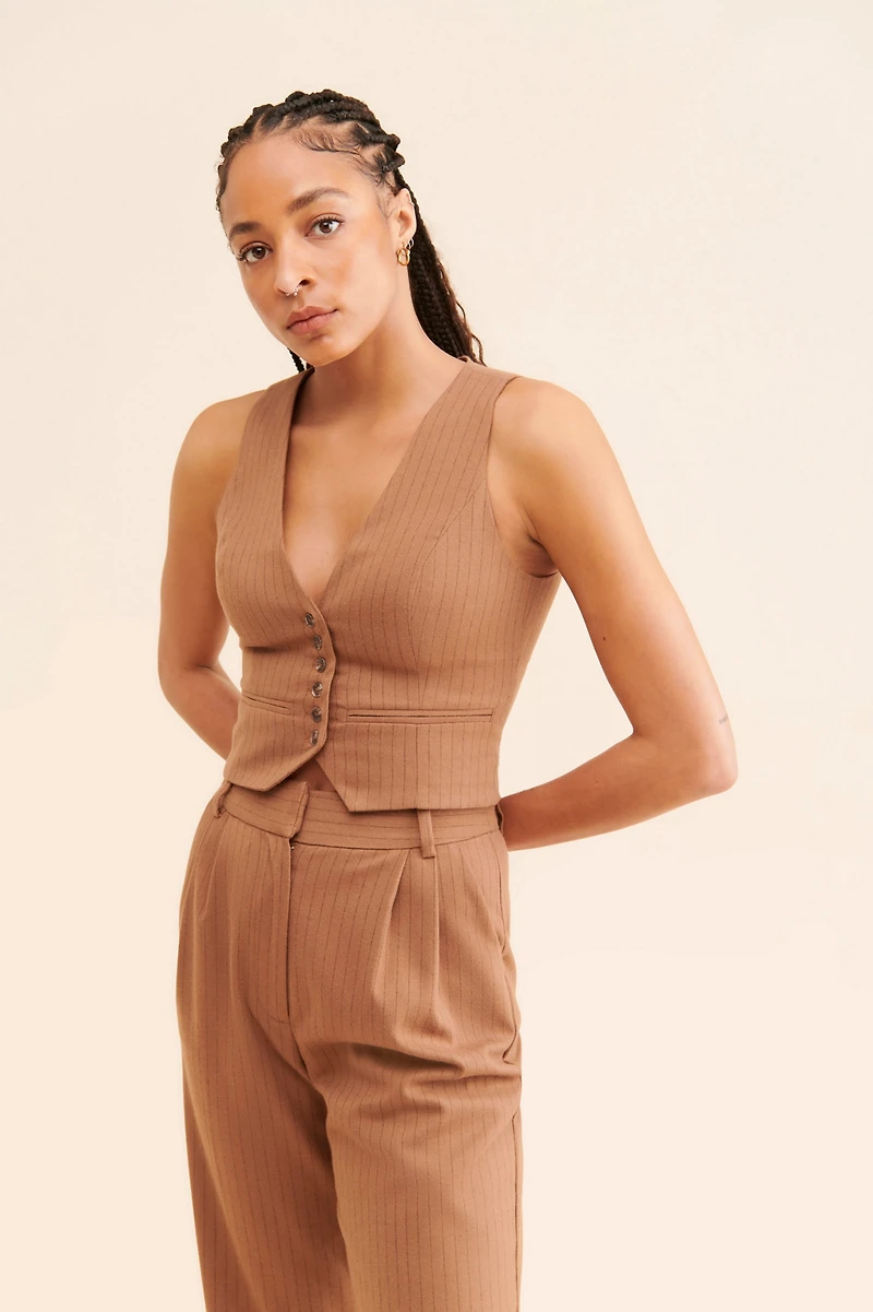 Favorite Daughter Pinstripe Cropped Vest