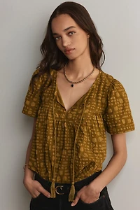 Porridge Short-Sleeve Textured Swing Top