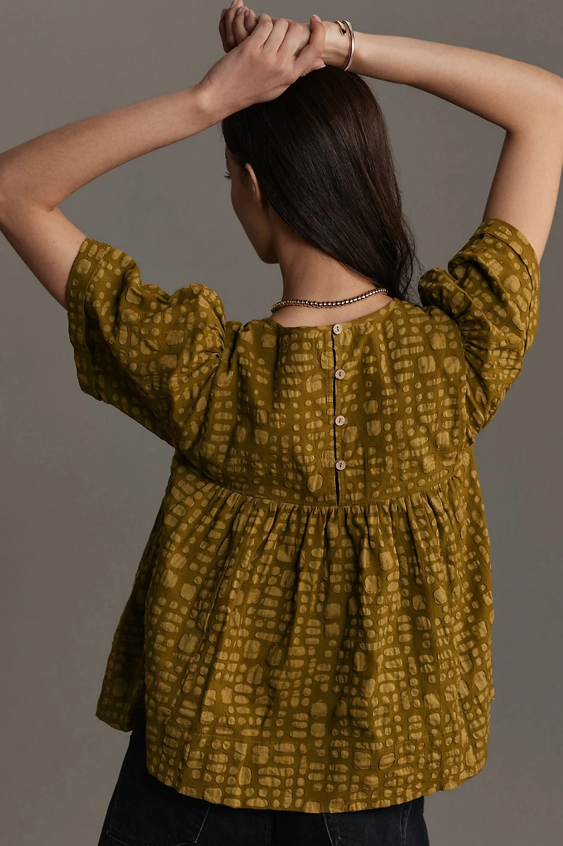Porridge Short-Sleeve Textured Swing Top