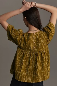 Porridge Short-Sleeve Textured Swing Top
