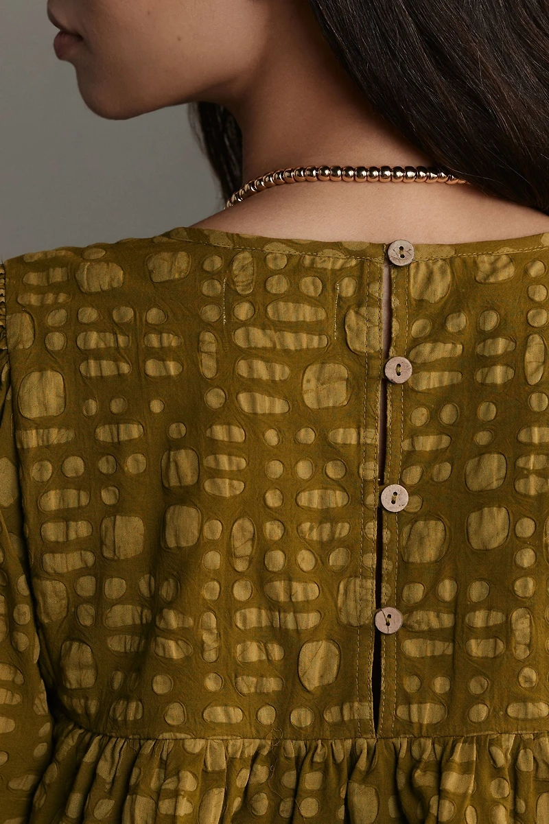 Porridge Short-Sleeve Textured Swing Top