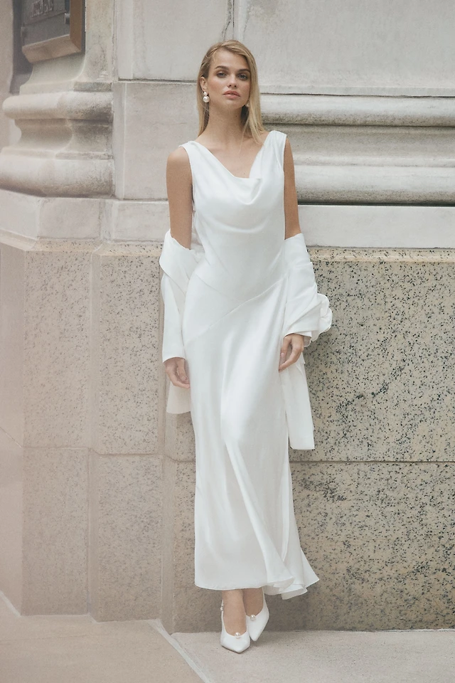 bhldn sleeveless cowl-neck bias-cut a-line midi dress BHLDN Sleeveless Cowl-Neck Bias-Cut A-Line Midi Dress