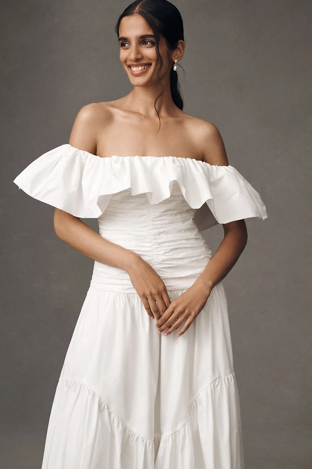 Ronny Kobo Tamsin Off-The-Shoulder Ruched Lace Maxi Dress at MarketFair Shoppes in Princeton, NJ Ronny Kobo Tamsin Off-The-Shoulder Ruched Lace Maxi Dress at MarketFair Shoppes in Princeton, NJ