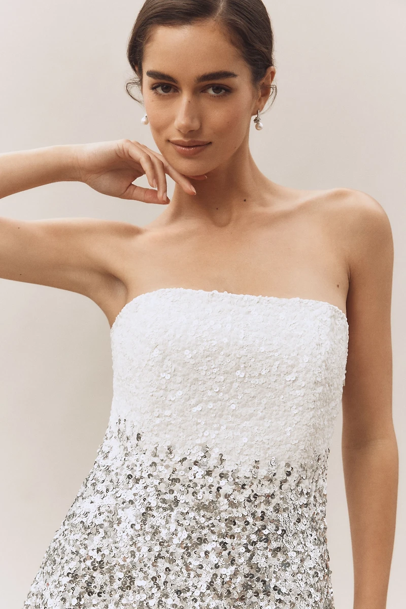 Retrofete Katalina Strapless Ombre Sequin Mini Dress