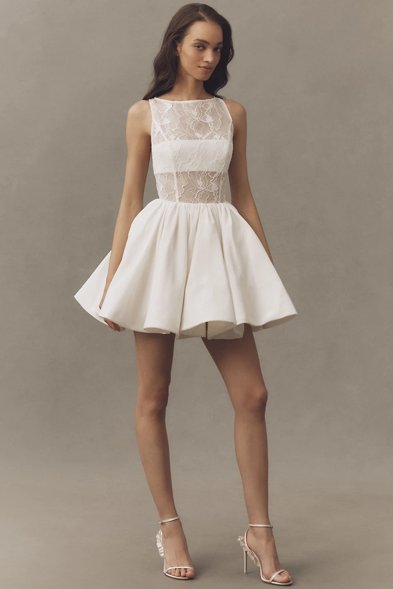 AMUR Lainey Boat-Neck Mini Dress