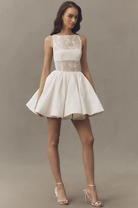 AMUR Lainey Boat-Neck Mini Dress