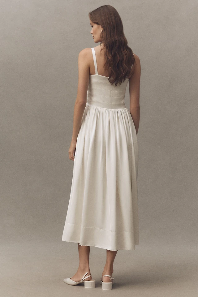 embroidered back-cutout midi dress anthropologie By Anthropologie Embroidered Back-Cutout Midi Dress at MarketFair Shoppes  in Princeton, NJ