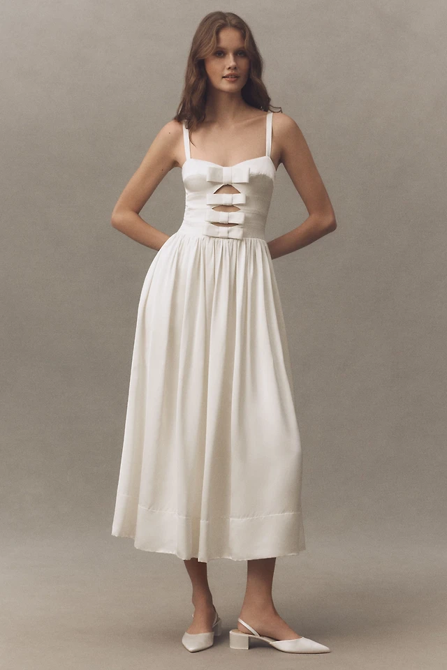 embroidered back cutout midi dress anthropologie By Anthropologie Embroidered Back-Cutout Midi Dress at MarketFair Shoppes  in Princeton, NJ