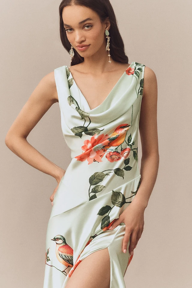 BHLDN Cowl-Neck Open-Back Floral Drop-Waist Midi Dress at MarketFair  Shoppes in Princeton, NJ