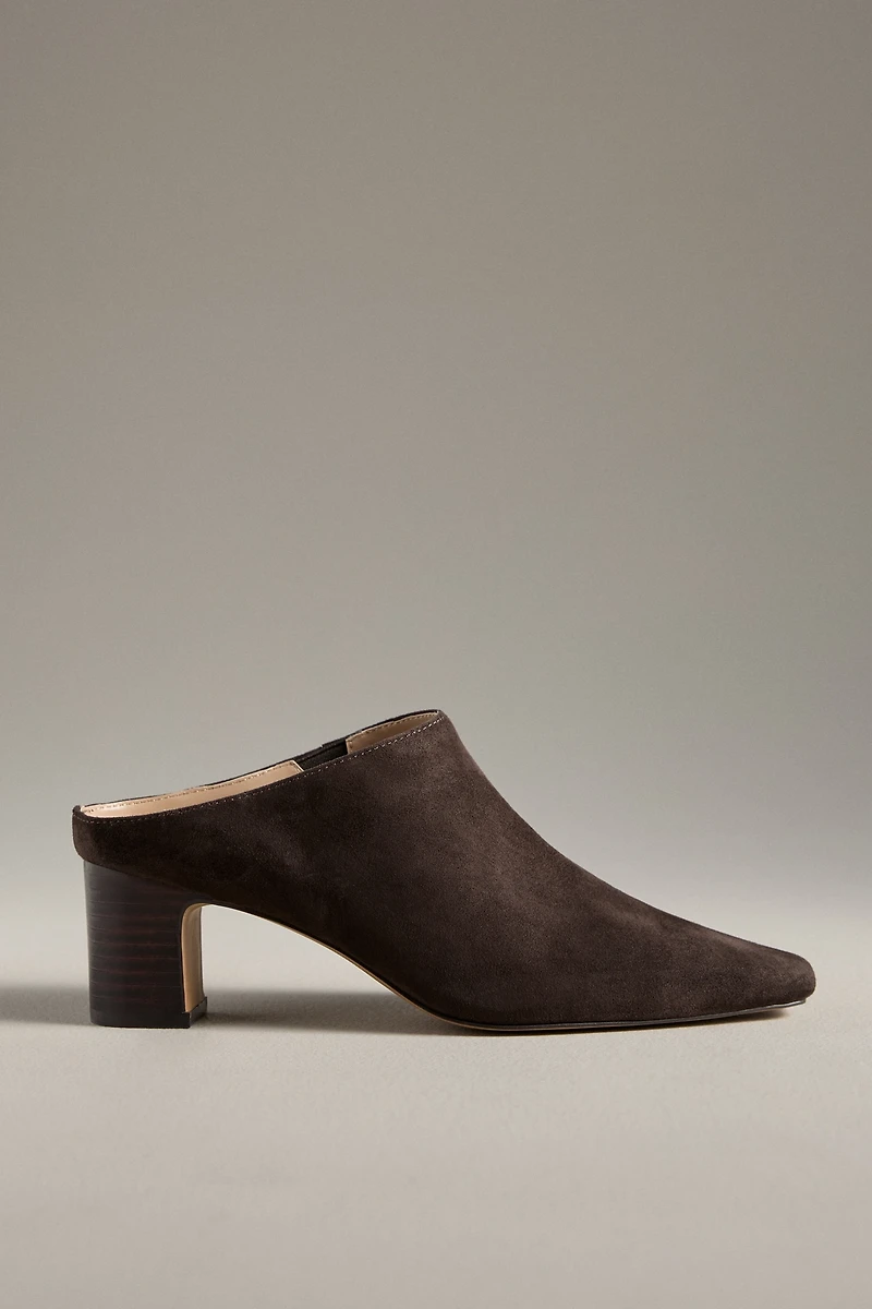 Silent D Sharpies Suede Pointed-Toe Block-Heel Mules