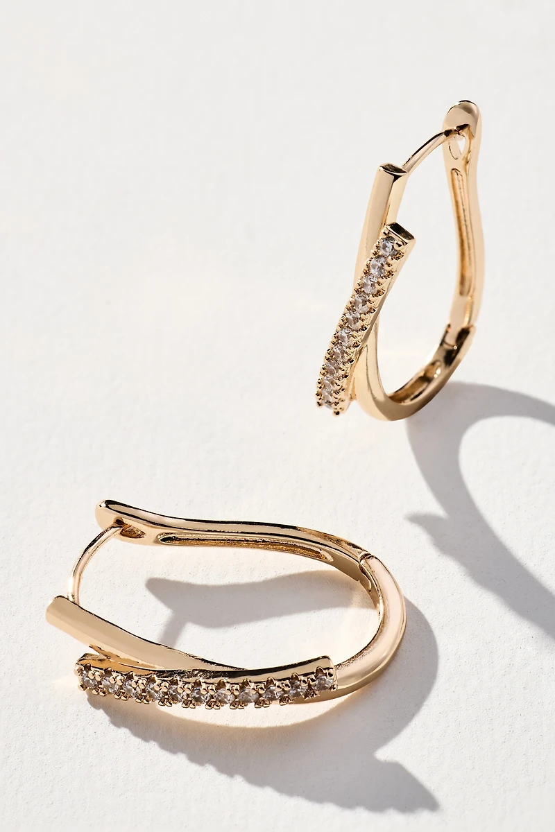 Pavé Sculptural U-Shaped Hoop Earrings