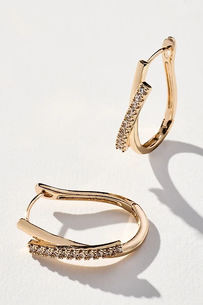 Pavé Sculptural U-Shaped Hoop Earrings