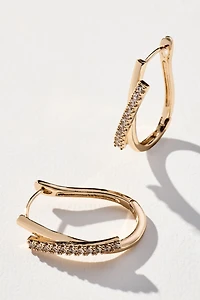 Pavé Sculptural U-Shaped Hoop Earrings