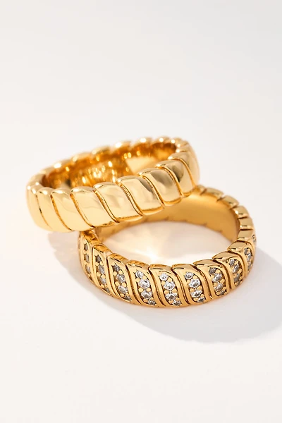 Luv Aj Snake Chain Rings, Set of 2