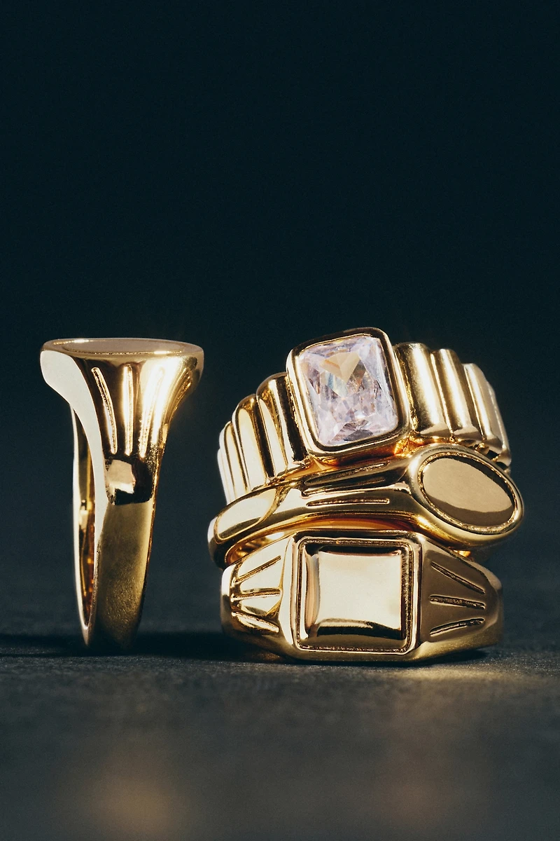 Luv Aj Signet Stacker Rings, Set of 3