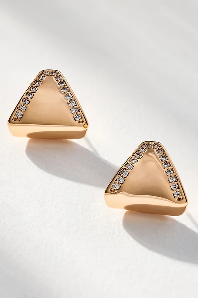 Luv Aj Pavé Shield Triangle Stud Earrings