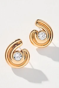 Luv Aj Wave Bezel Twist Stud Earrings