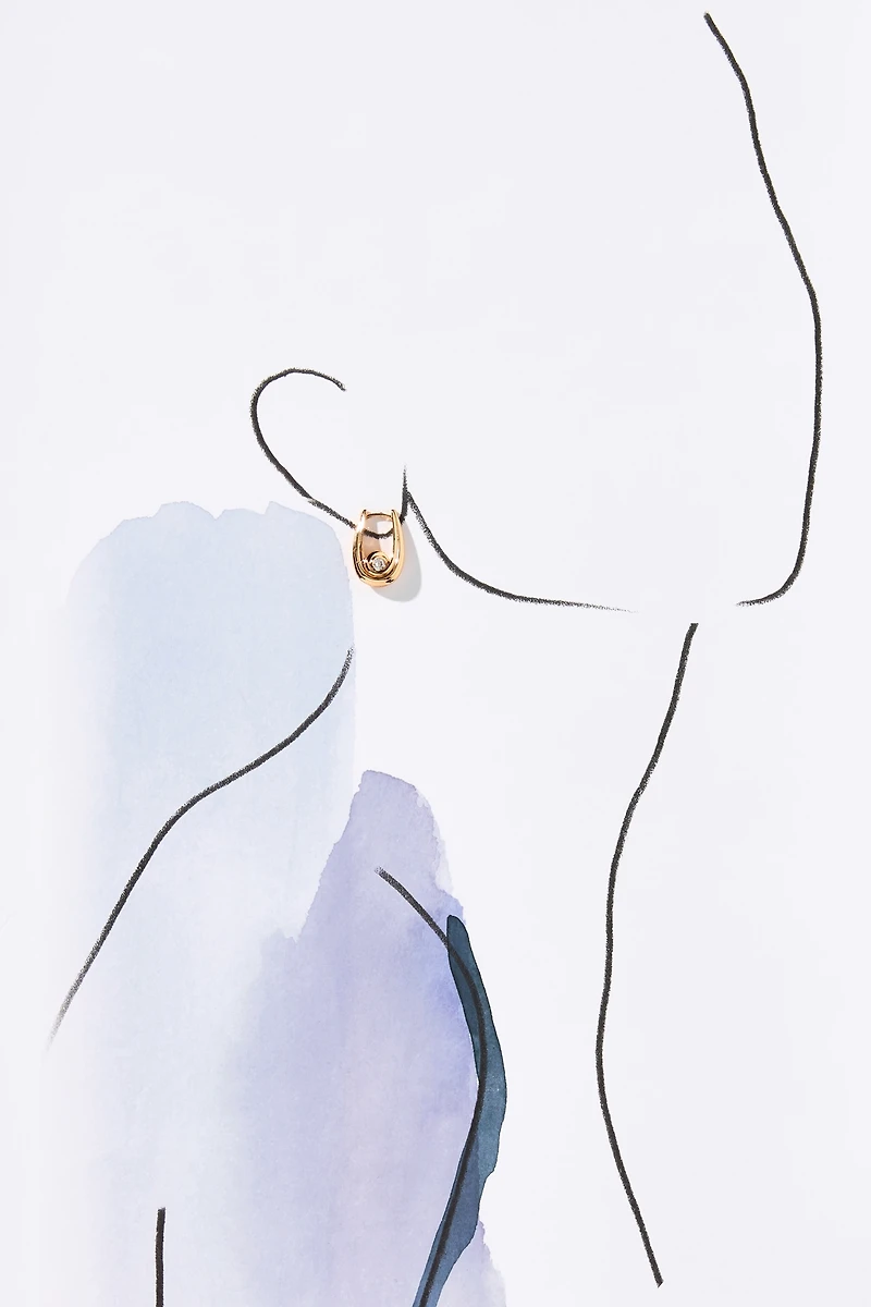 Luv Aj Wave Bezel Hoop Earrings