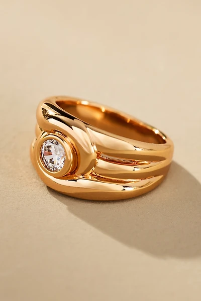 Luv Aj Wave Bezel Ring